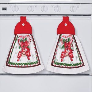 Candy Cane and Holly Kitchen Towels - Set of 2